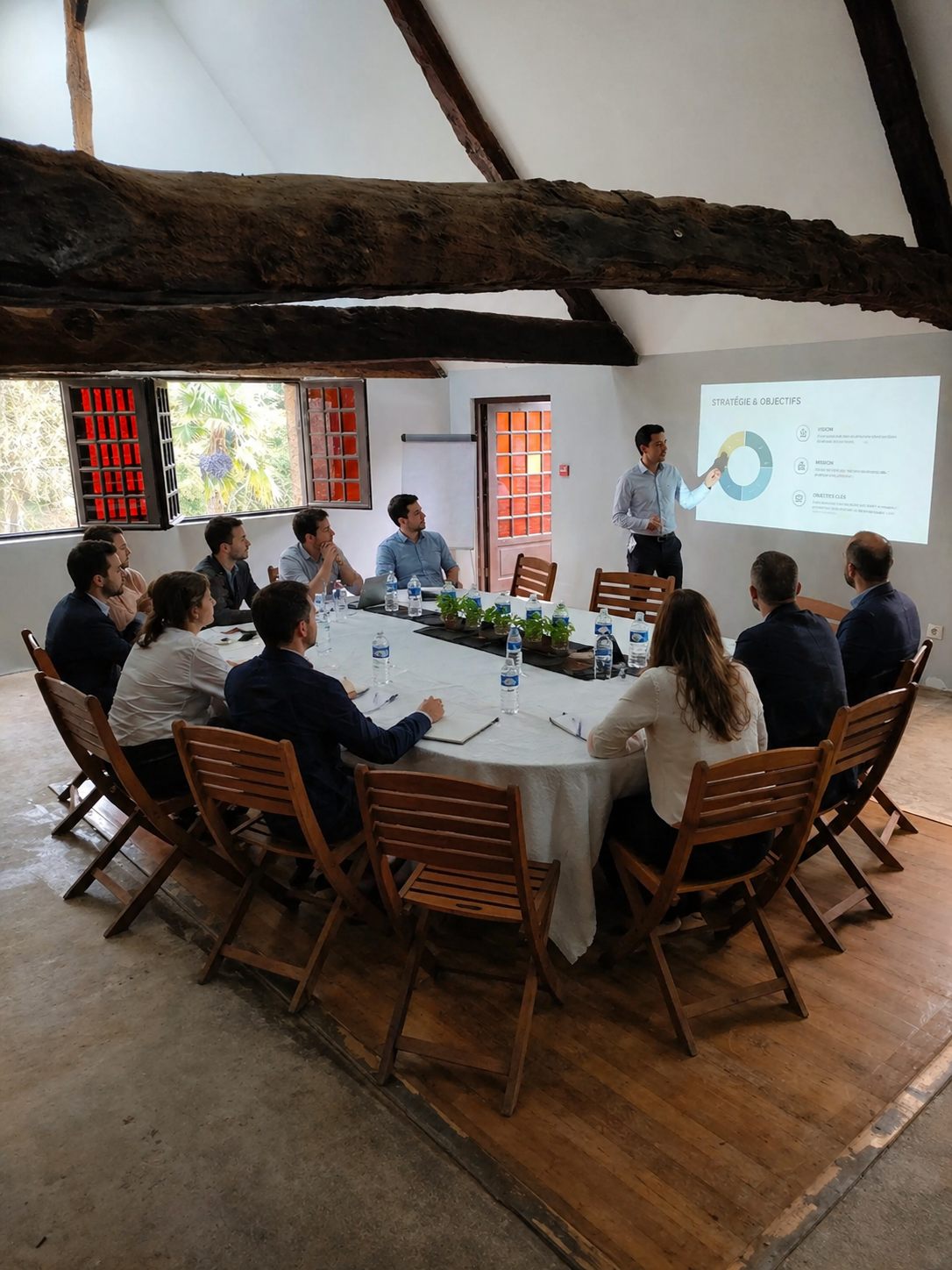 Séminaire en cours dans la Mezzanine, présentation projetée